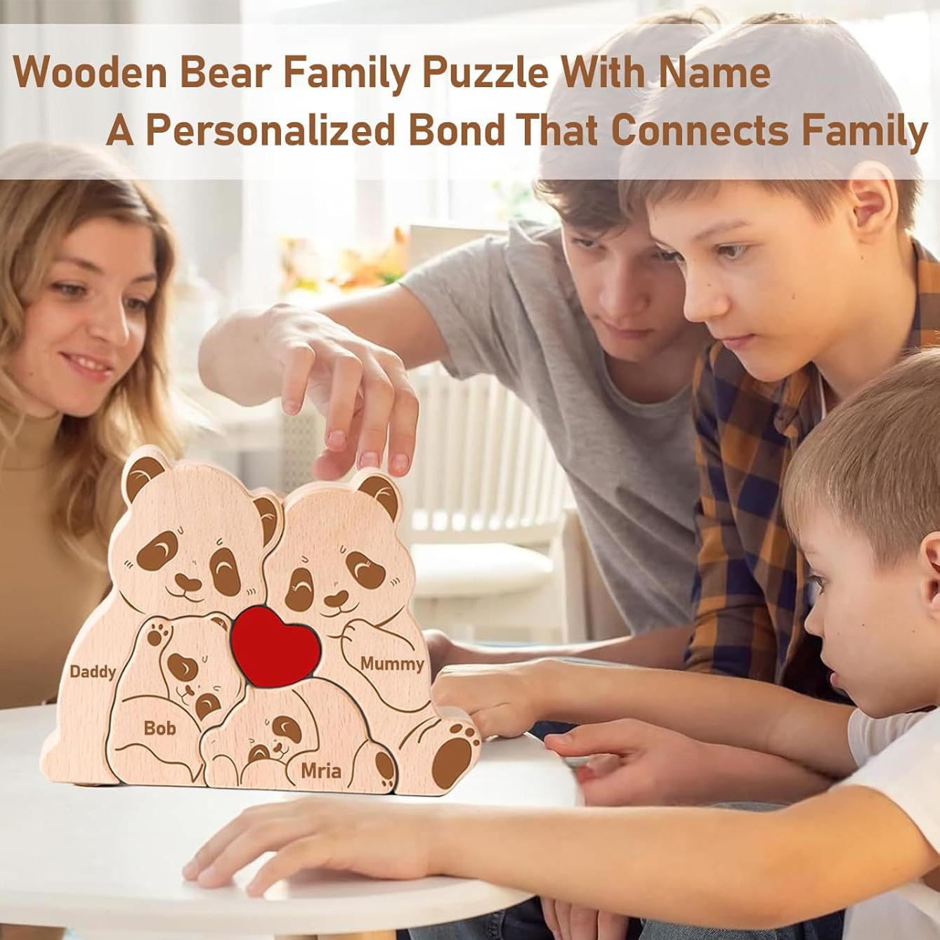 Personalized Gift wooden bear puzzle, mother bear puzzle, home decoration, Mother's Day birthday gift, ornament - Birthday gift for family members.