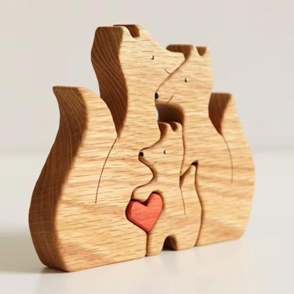 Personalized Gift DIY Wooden Puzzle Set with a Family of Foxes - Family Souvenirs - Gifts for Family Members