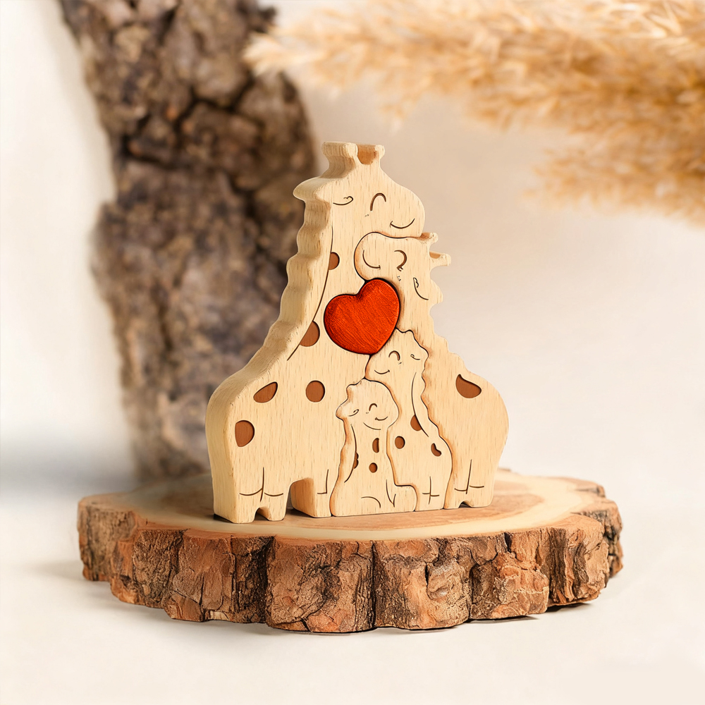 Family of Giraffe - Custom Family Gifts | Wooden Puzzle