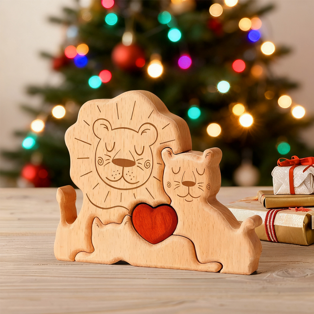 Family of Lion - Custom Family Gifts | Wooden Puzzle