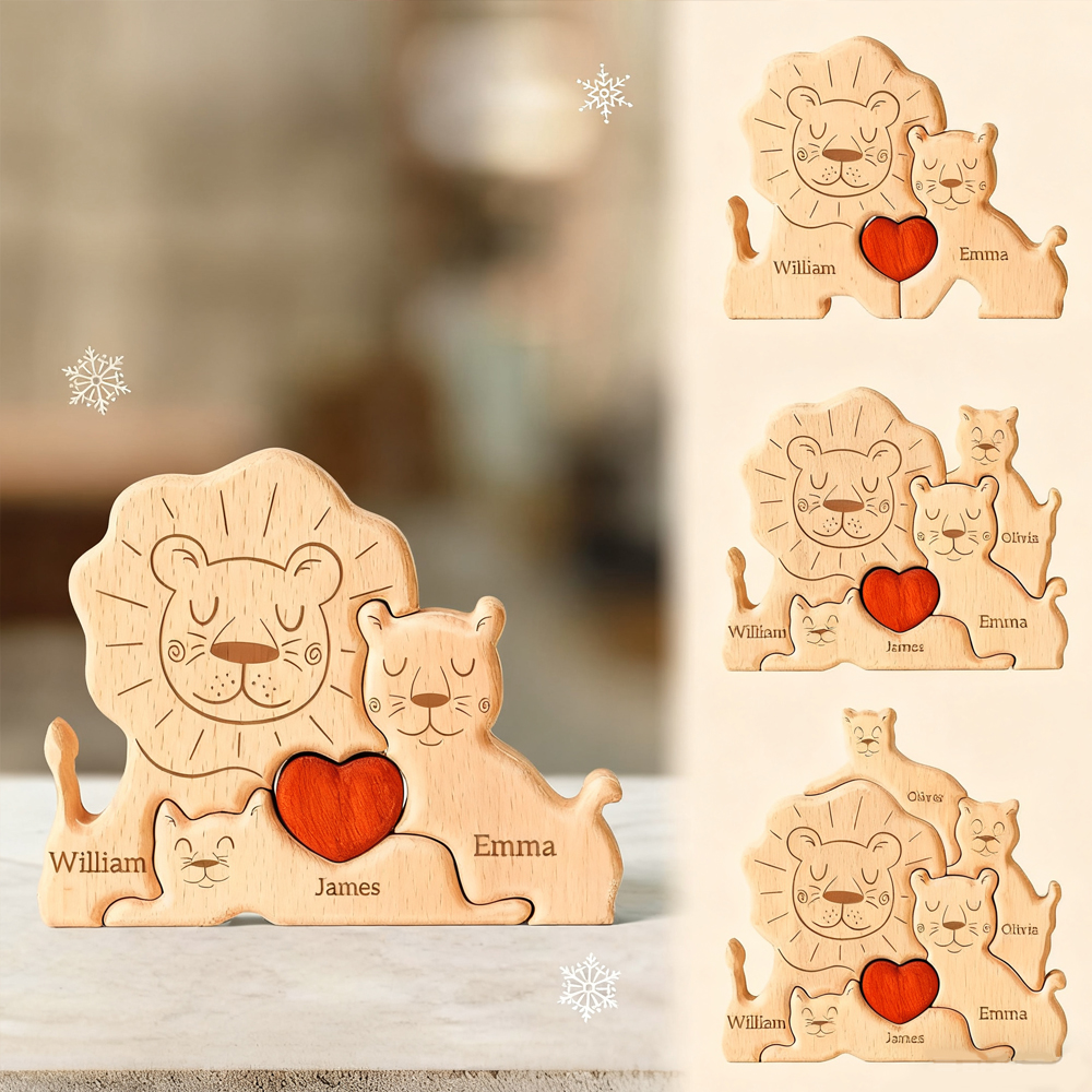 Family of Lion - Custom Family Gifts | Wooden Puzzle