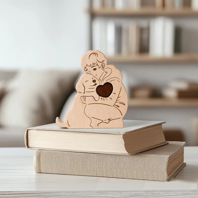 Personalized Gift Wooden Girl and Dog Puzzle Set - Christmas Party Gift, Home Decor, Family Keepsake - Birthday Gift for Family Members