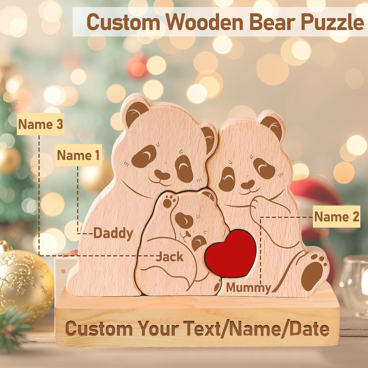 Personalized Gift wooden bear puzzle, mother bear puzzle, home decoration, Mother's Day birthday gift, ornament - Birthday gift for family members.