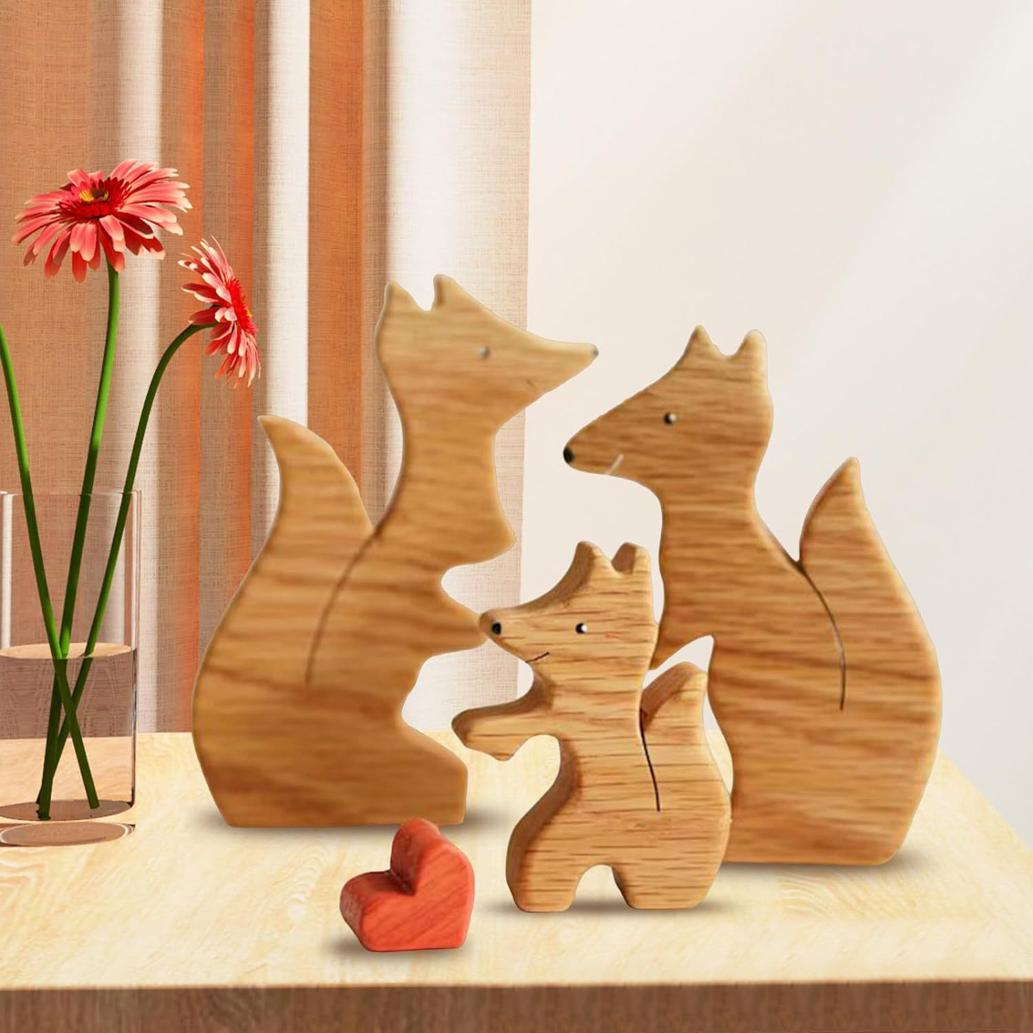 Personalized Gift DIY Wooden Puzzle Set with a Family of Foxes - Family Souvenirs - Gifts for Family Members