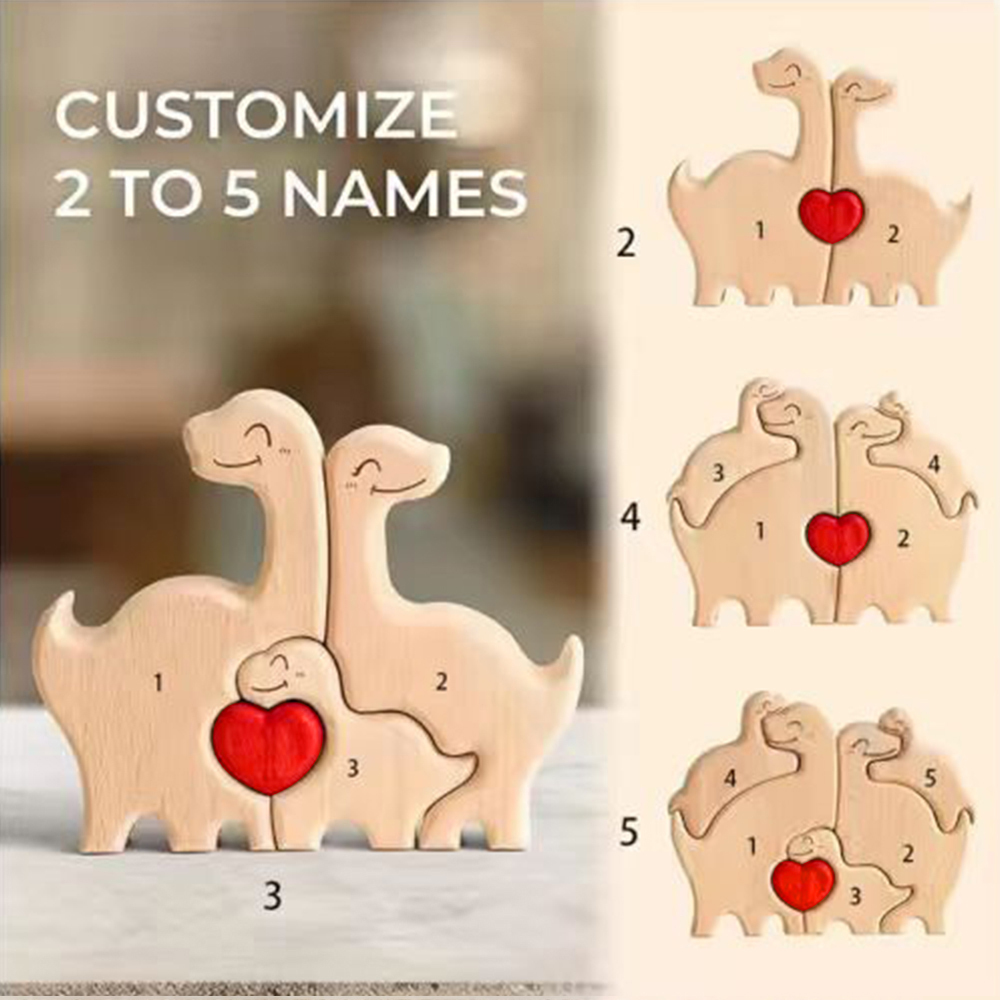 Family of Dinosaurs - Custom Family Gifts | Wooden Puzzle
