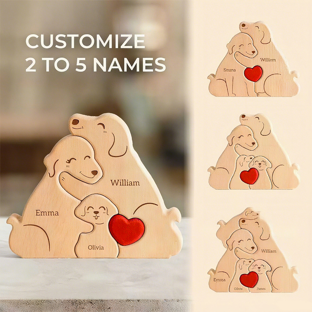 Family of Dogs - Custom Family Gifts | Wooden Puzzle