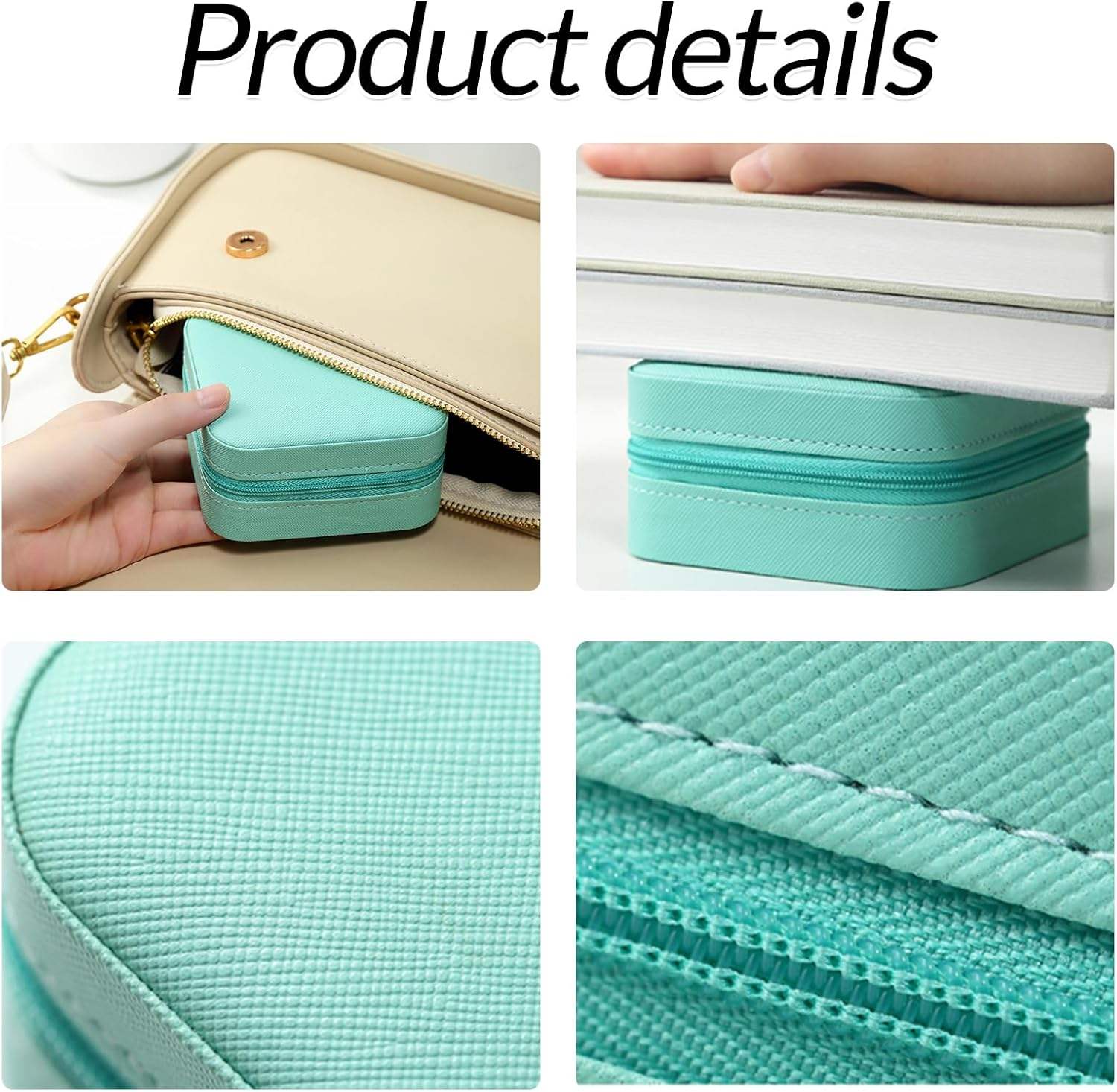 Personalized square jewelry travel box with custom engravings – the perfect Gift for ladies – Portable Ring organizer