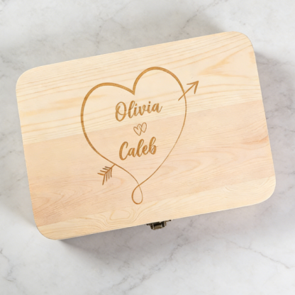 Personalized pine wood keepsake box with custom engraving, wedding anniversary box, and storage box - Gift for Wife