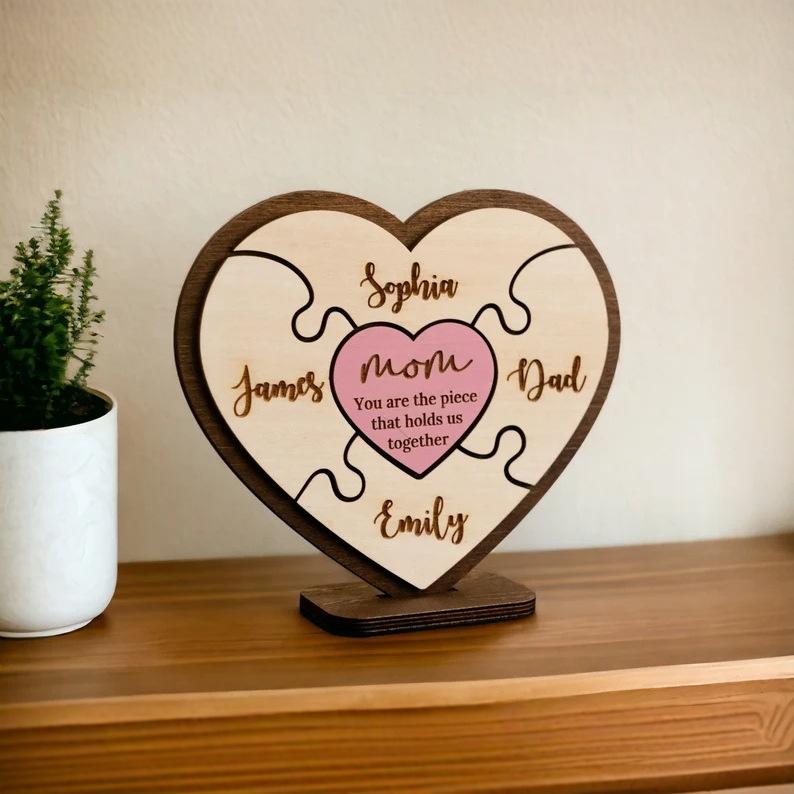 3D Personalized Wooden Ornament with Family Name - Mother's Day Gift-Gift for Mother