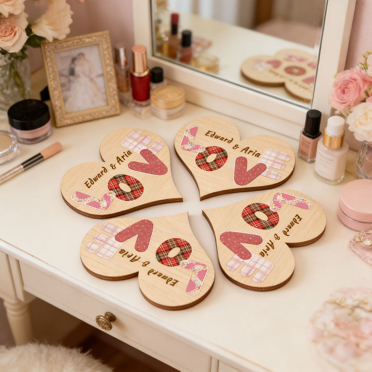 Personalized wooden heart ornaments - a memorable gift for lovers and friends, wedding/party and home decor.-TailorAura