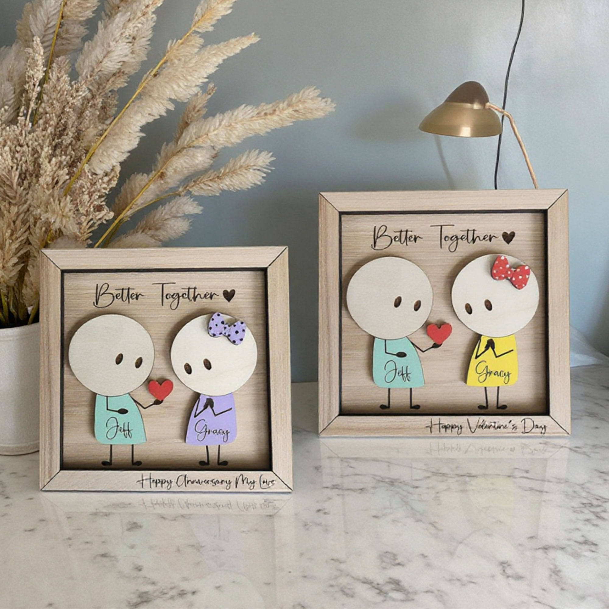Personalized custom-made wooden logos and name tags for couples' anniversaries, wooden home decorations.-TailorAura