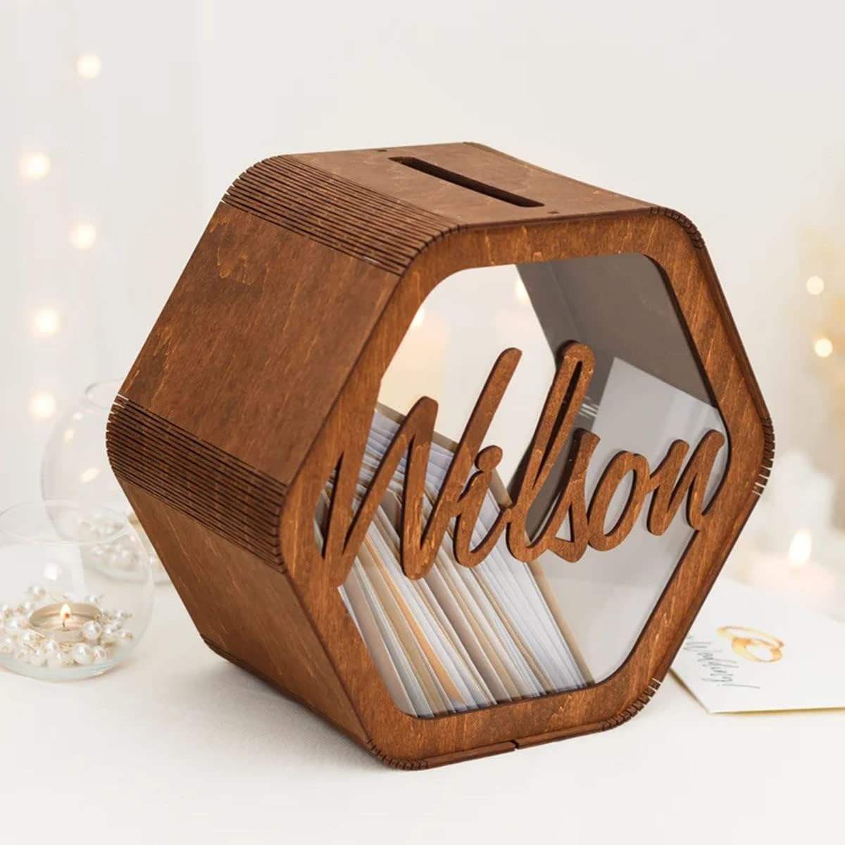 Personalized wedding wooden box, rustic wedding decoration, custom memory box, suitable for greeting card storage-TailorAura