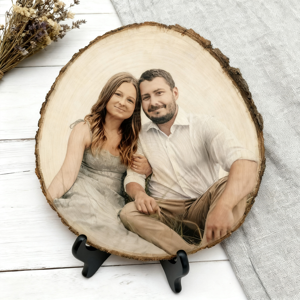 Custom Double-Sided Wooden Disc - Photo on One Side, Story on the Other, Memory Gift