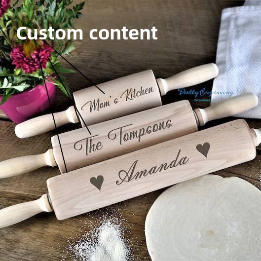 Personalized pattern engraved wooden kitchen tools for children and household use - Gift for mothers.-TailorAura
