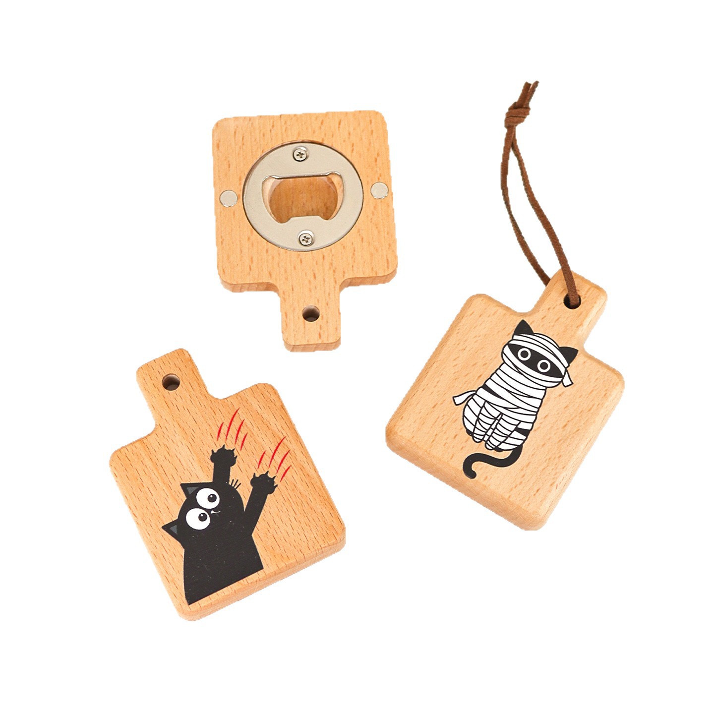 Creative Cartoon Cat Paw Solid Wood Bottle Opener Magnetic Fridge Magnet Wooden Bottle Opener - Birthday Gift for Friend-TailorAura