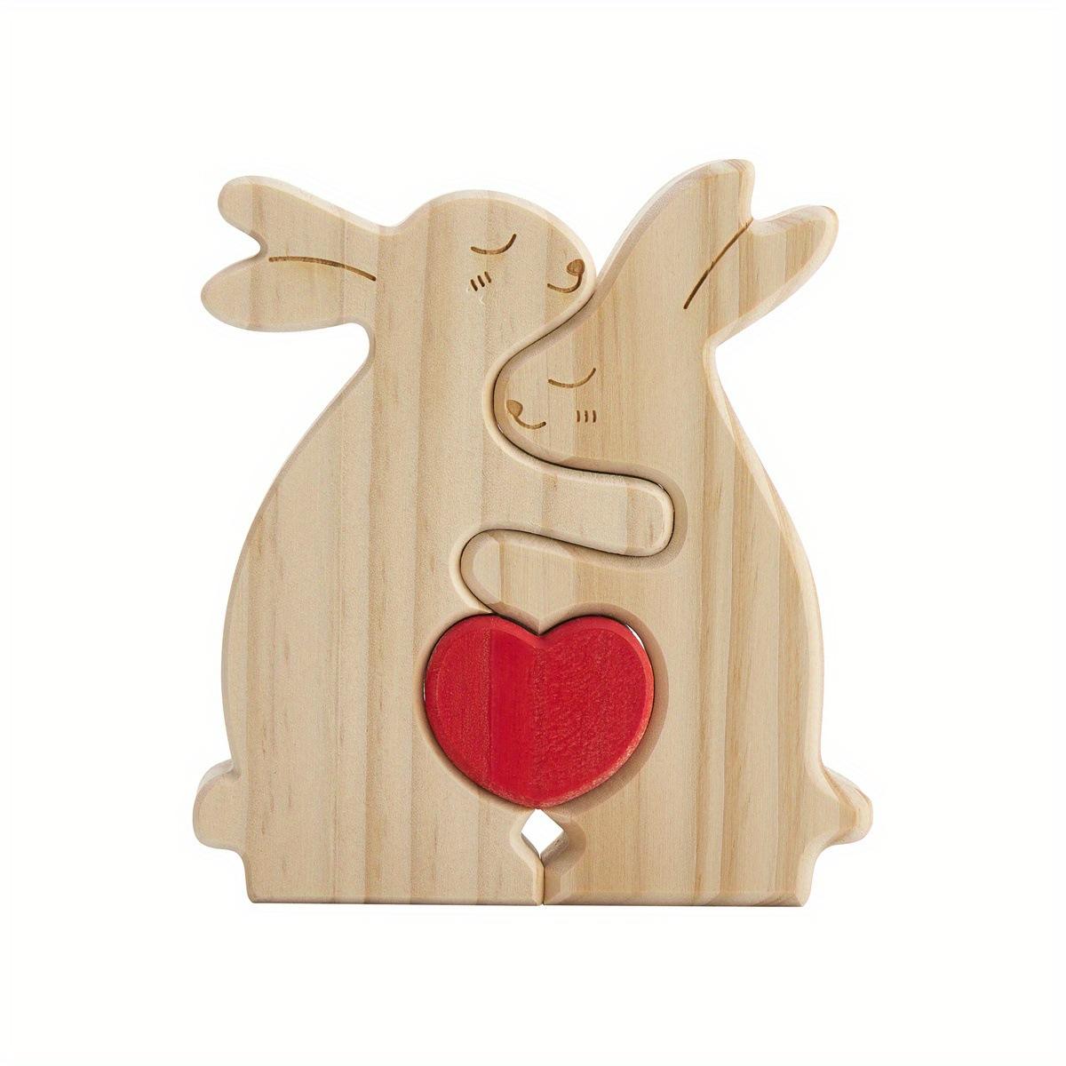 Wooden Rabbit Home Decor Personalized Wooden Puzzle Rabbit Puzzle Party Decoration - Birthday Gift for Family Members-TailorAura