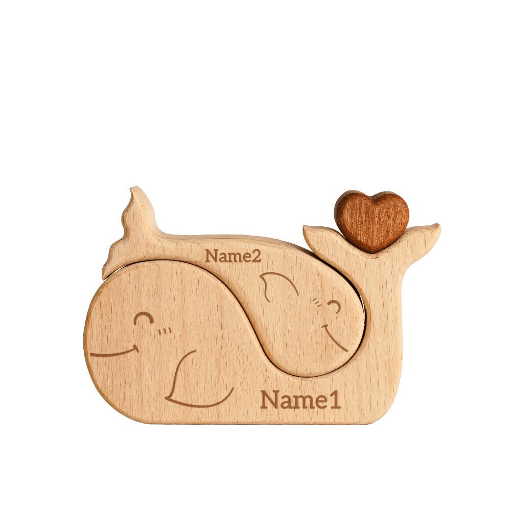 Wooden jigsaw puzzle home decor, wooden art whale family jigsaw puzzle, animal jigsaw puzzle toy, family keepsake ornament - Birthday gift for family members.-TailorAura