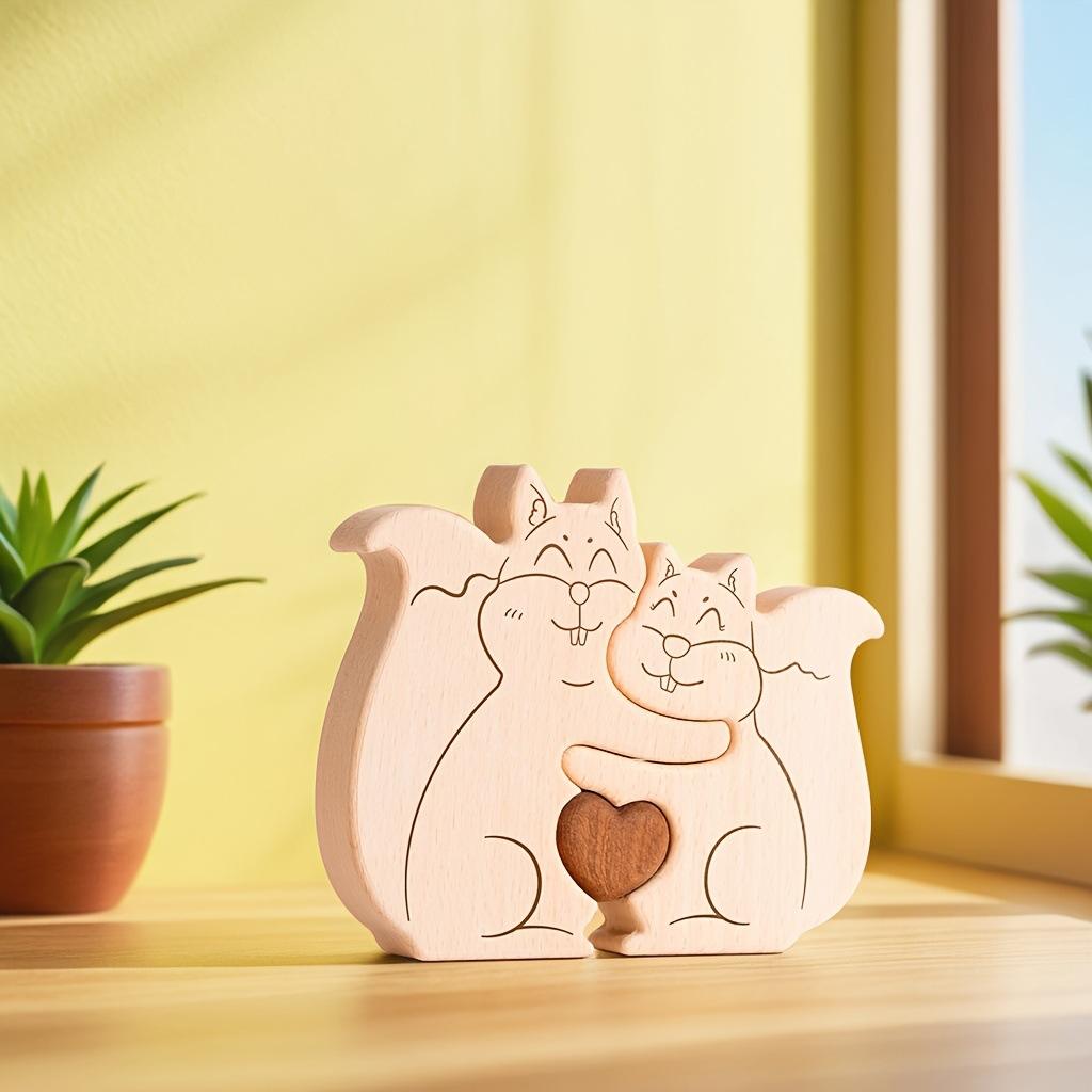Wooden Squirrel Family Puzzle Toy - Father, Mother, and Baby - Wooden Squirrel Family Jigsaw Puzzle - Family Souvenir Gift - Birthday Gift for Family Members-TailorAura