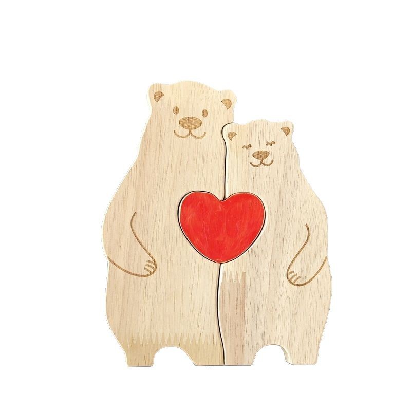 Creative Wooden Mother and Baby Bear Family Puzzle Set - A heartwarming family keepsake and birthday gift for family members.-TailorAura