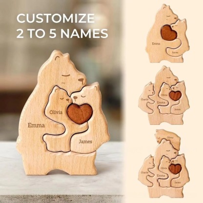 Wooden teddy bear puzzle set for Mother's Day and Father's Day, a family keepsake-Birthday Gift for family members.-TailorAura
