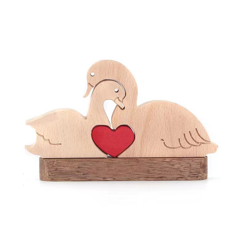 Personalized wooden carved swan jigsaw puzzle set, craft home decoration, family keepsake - Birthday gift for family members.-TailorAura