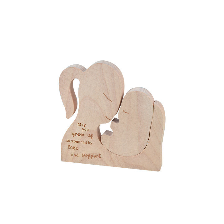 Personalized ornaments wooden mom and baby statue, creative wooden desktop ornament, carved decoration, family keepsake - Birthday gift for family members - Mother's Day gift