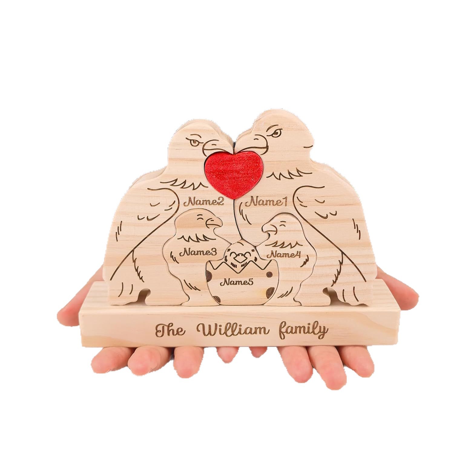 Personalized ornaments wooden eagle jigsaw puzzle figurine, family name/surname puzzle carving decoration, family keepsake - Birthday gift for family members.-TailorAura
