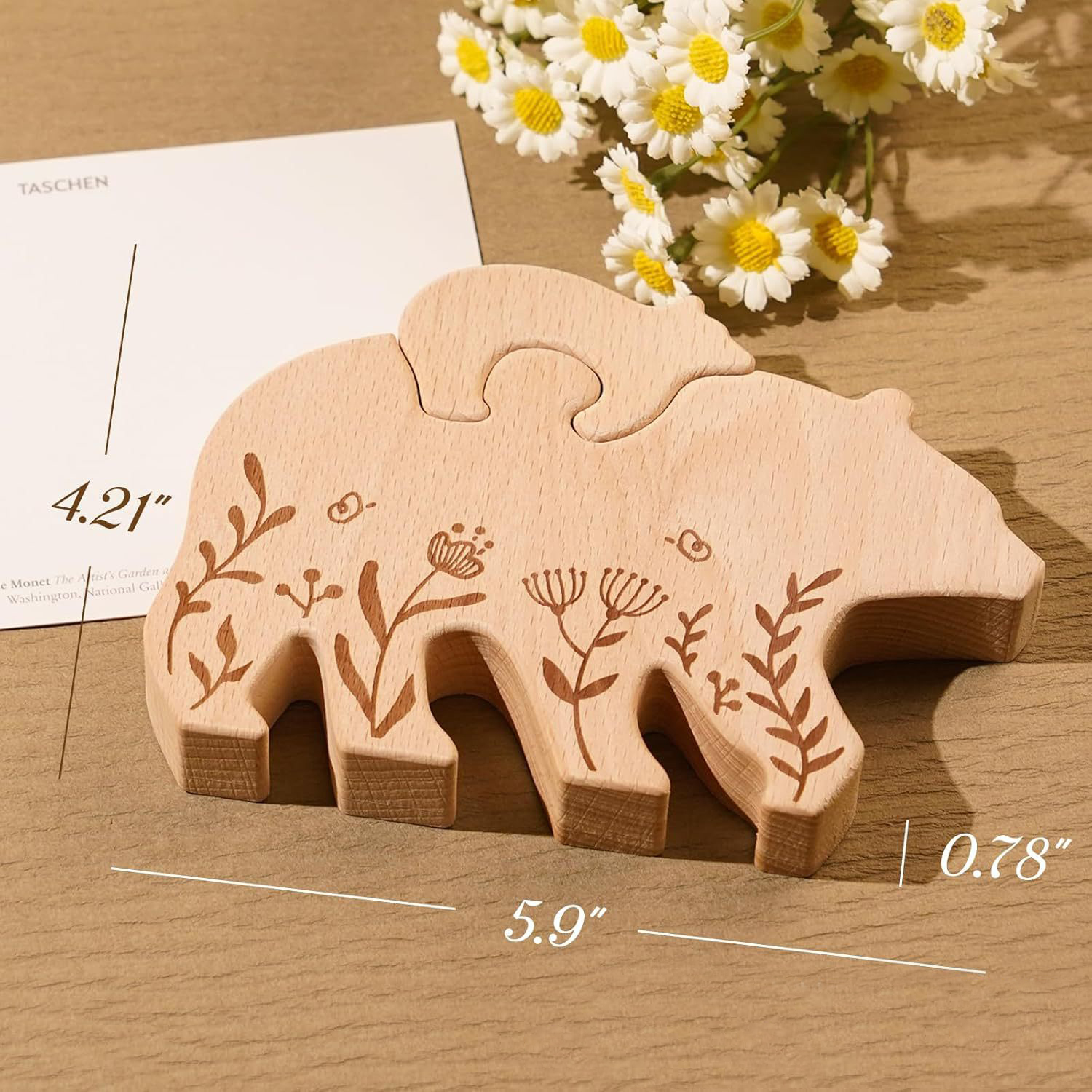 Personalized Gift Mother and Child Bear Puzzle Set, Home Decor, Carved Ornament, Family Holiday Souvenir - Birthday Gift for Family Members