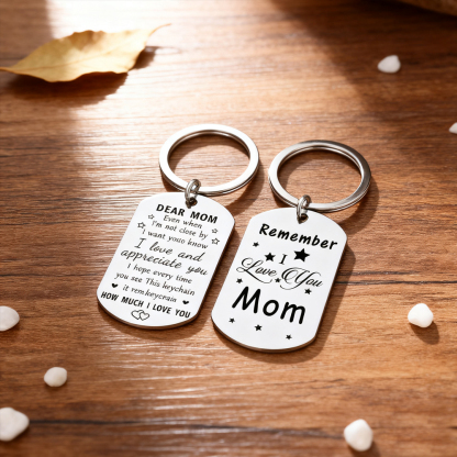 DEAR MOM Dual-Steel Keychain Set – Mother’s Day Gift for Mom