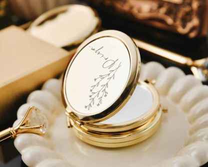 Personalized portable makeup mirror with gift box, wedding gift metal mirror-Gift For Girlfriend