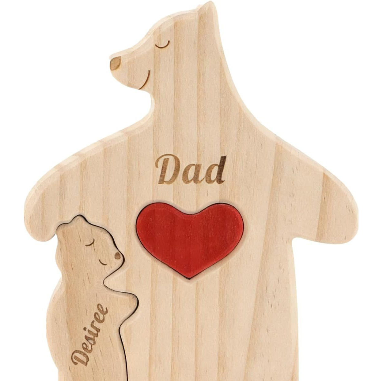 Personalized Gift wooden teddy bear family puzzle figurine, family name and surname puzzle carving decoration, family keepsake - Birthday gift for family members - Father's Day gift.-TailorAura