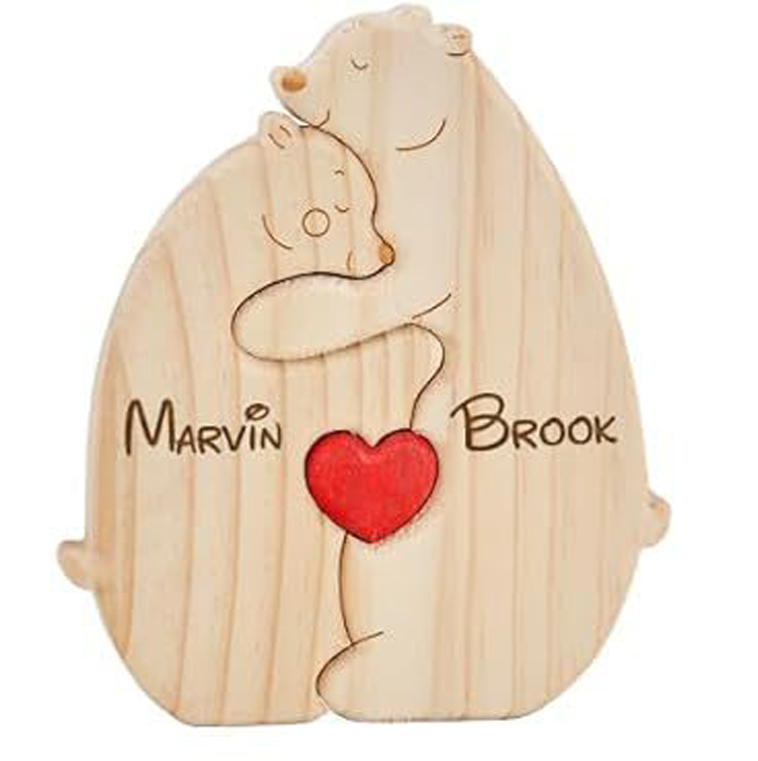 Personalized Gift wooden teddy bear puzzle set, a heartwarming family portrait of a mother and baby bear, perfect for Mother's Day or home decor - Birthday gift for family members.
