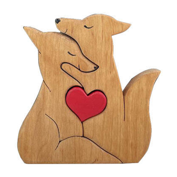 Personalized Gift DIY Wooden Puzzle Set with a Family of Foxes - Family Souvenirs - Gifts for Family Members