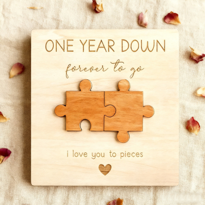 Couple's Anniversary Wood Board – Engraved Wooden Puzzle Card