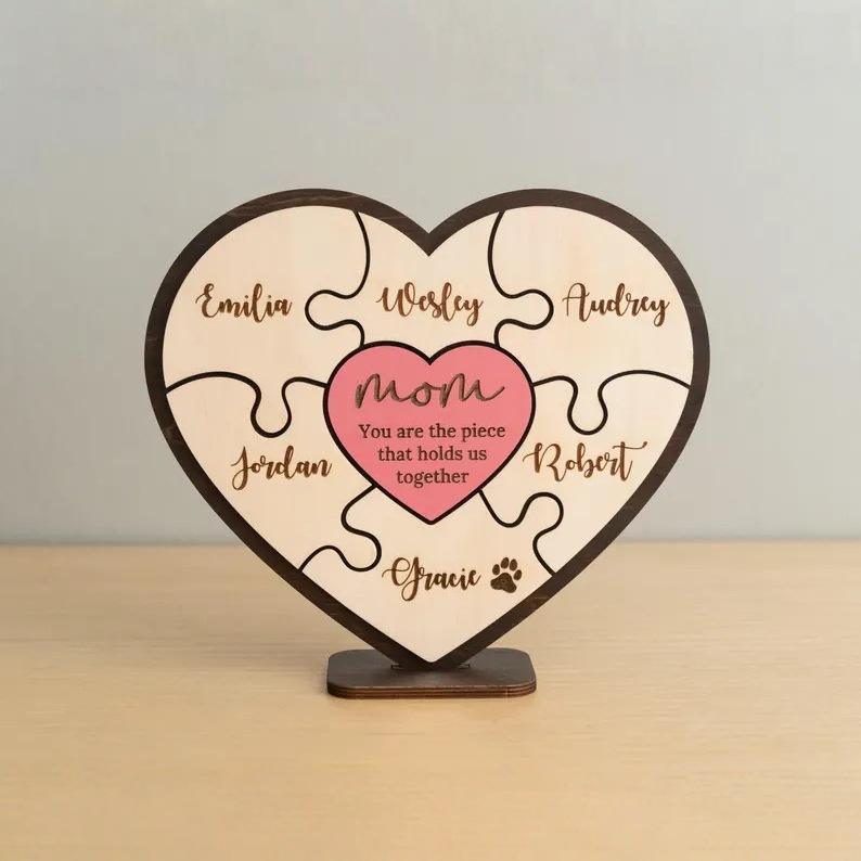 3D Personalized Wooden Ornament with Family Name - Mother's Day Gift-Gift for Mother