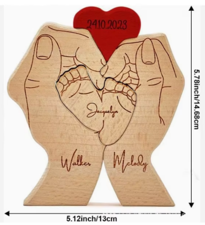 Wooden baby foot crafts, puzzles carved with family names, home decorations, Mother's Day gift-Gift For Mom-TailorAura