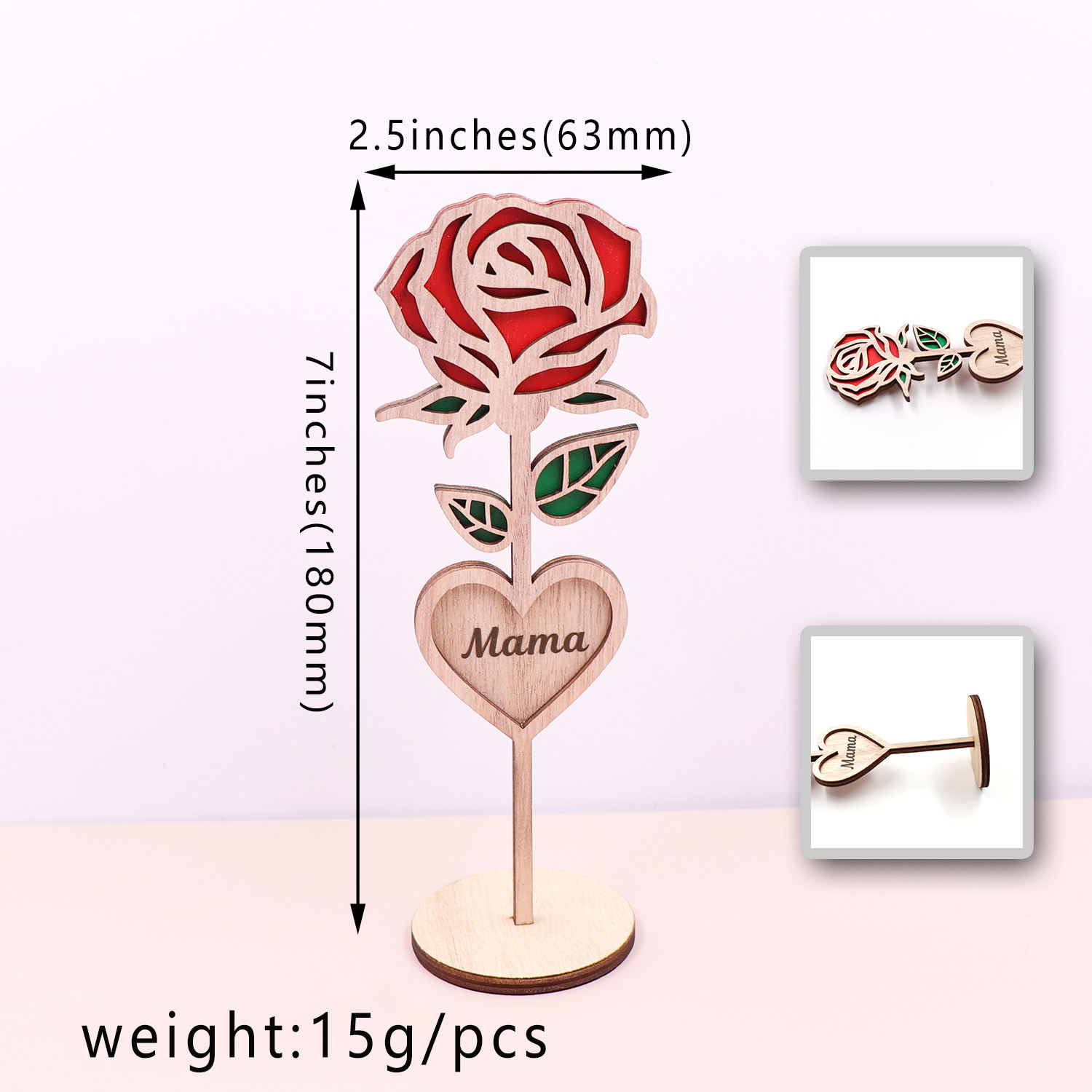 Mother's Day laser-cut wooden rose ornament, a Mother's Day gift-Gift for mom.