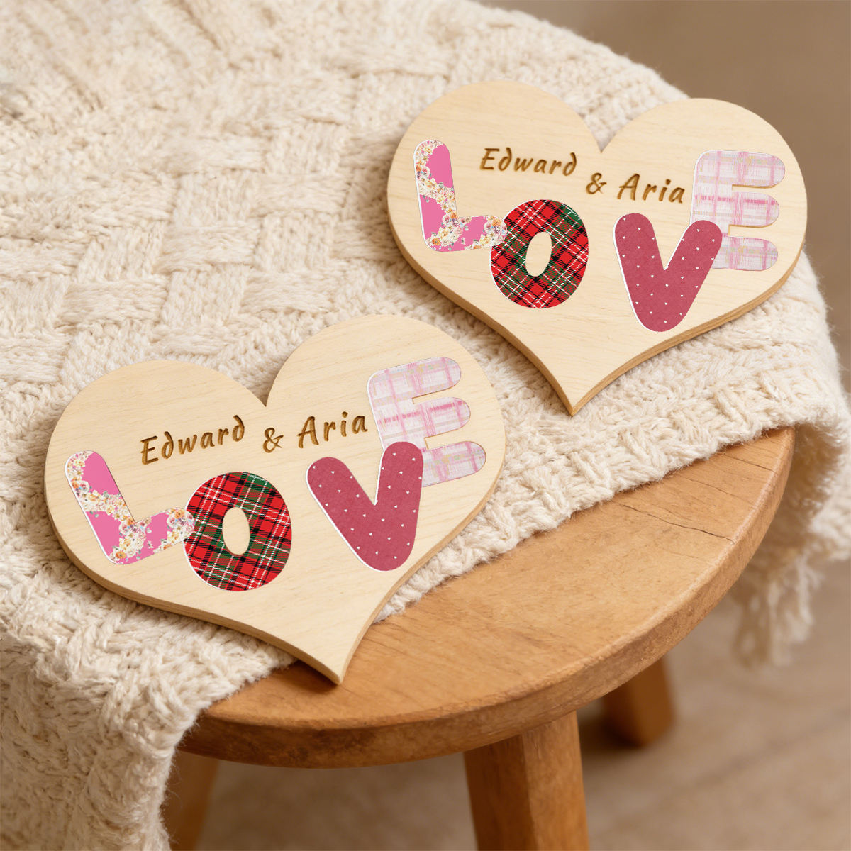Personalized wooden heart ornaments - a memorable gift for lovers and friends, wedding/party and home decor.-TailorAura