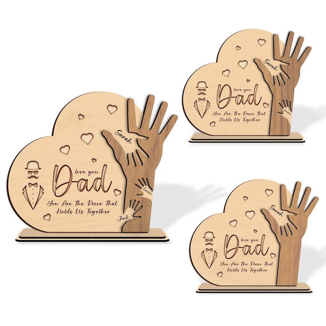 Personalized patterned wooden family hand gesture decorations for Mother's Day and Father's Day - Gift for parents.-TailorAura