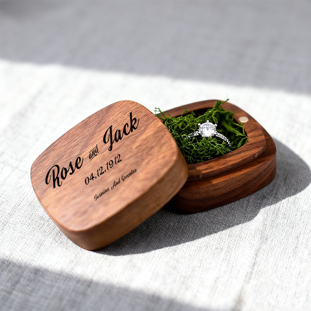 Engraved Wooden Jewelry Box – Personalized Ring Holder