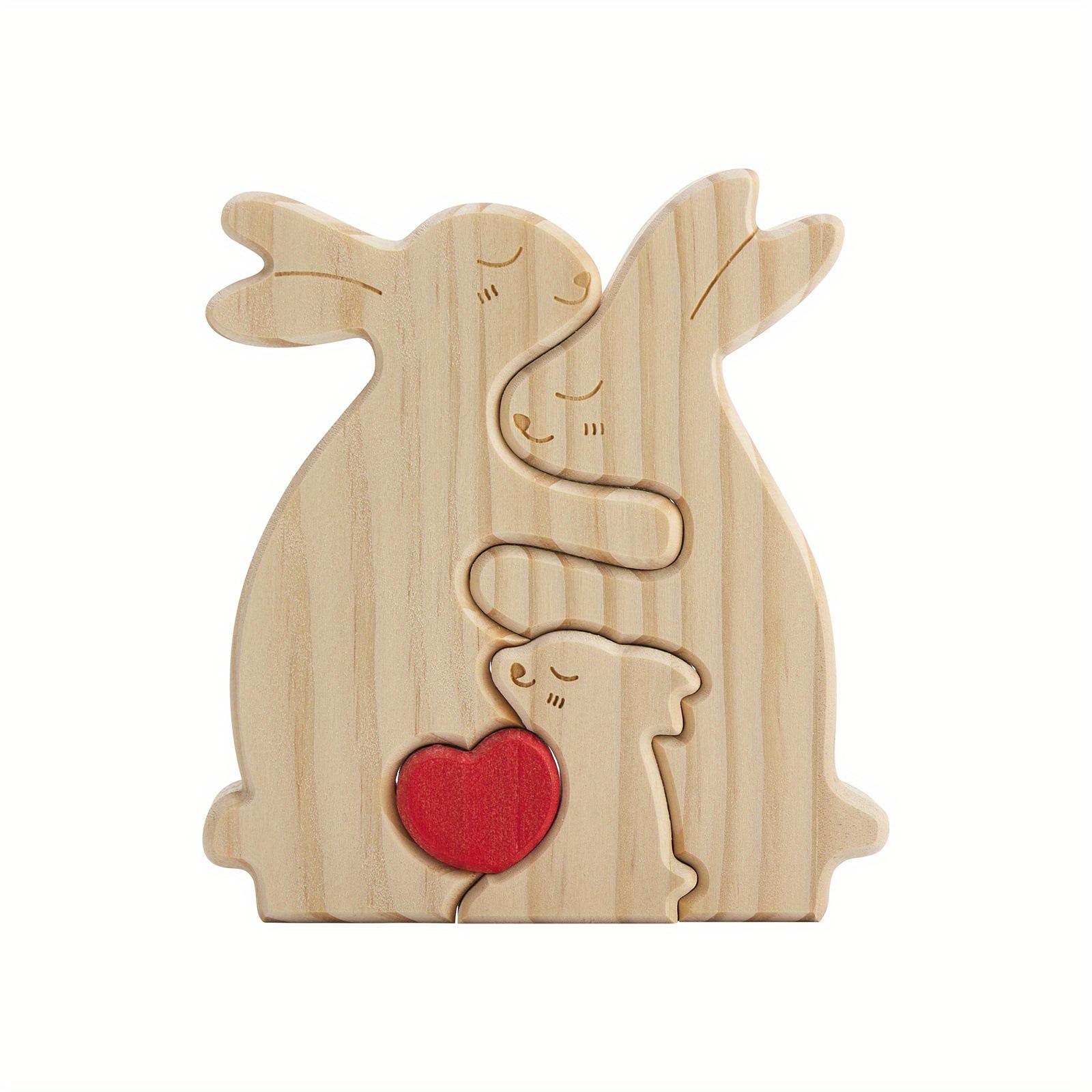 Wooden Rabbit Home Decor Personalized Wooden Puzzle Rabbit Puzzle Party Decoration - Birthday Gift for Family Members-TailorAura