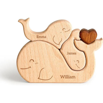 Wooden jigsaw puzzle home decor, wooden art whale family jigsaw puzzle, animal jigsaw puzzle toy, family keepsake ornament - Birthday gift for family members.-TailorAura