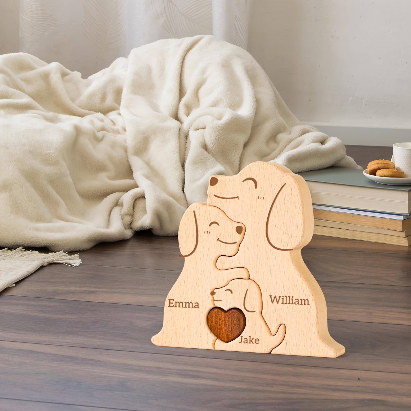 Wooden Dog Family Puzzle Decoration Mother's Day Gift 3-in-1 Set Dog Puzzle Family Keepsake Ornament - Birthday Gift for Family Members-TailorAura