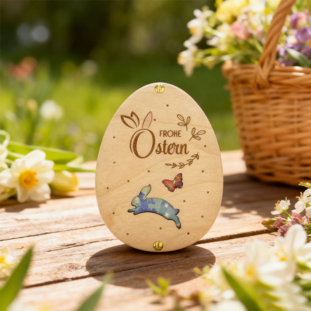 Frohe Ostern – Engraved Wooden Easter Tag