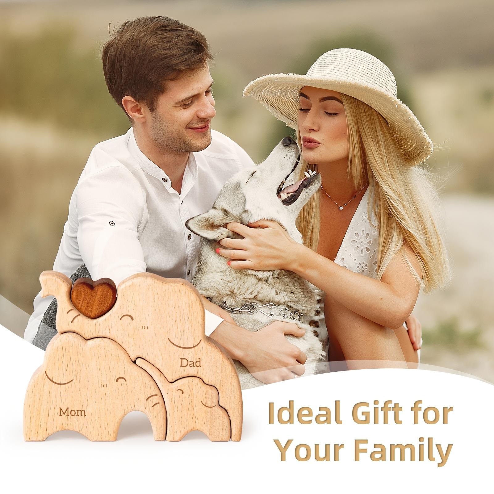 Personalized Wooden Elephant Family Puzzle - Anniversary Gift, Wooden Animal Elephant Puzzle, Family Souvenir Gift, Family Souvenir Ornament - Birthday Gift for Family Members-TailorAura