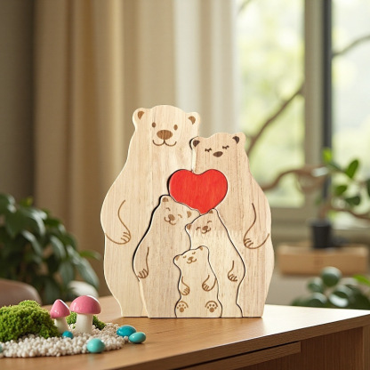 Creative Wooden Mother and Baby Bear Family Puzzle Set - A heartwarming family keepsake and birthday gift for family members.-TailorAura