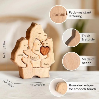 Wooden teddy bear puzzle set for Mother's Day and Father's Day, a family keepsake-Birthday Gift for family members.-TailorAura