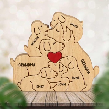 Wooden puppy puzzle family ornament, dog-shaped wooden puzzle set, family keepsake-Birthday gift for family members.-TailorAura