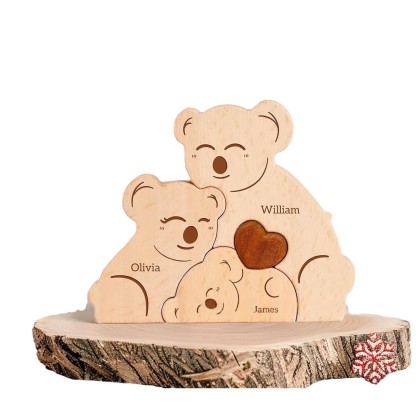 Personalized wooden koala bear shaped puzzle, wooden home decoration, party gift, family keepsake - Birthday gift for family members.-TailorAura