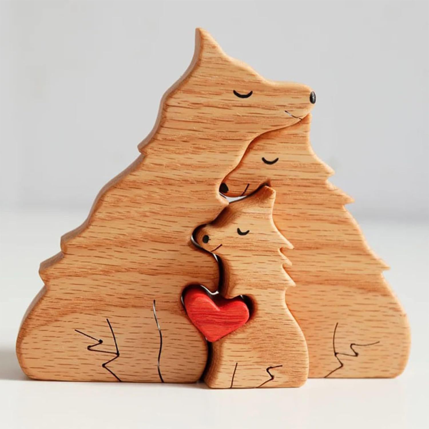 Personalized wooden carved wolf family jigsaw puzzle set, craft home decoration, office desk ornament, family keepsake - Birthday gift for family members.-TailorAura